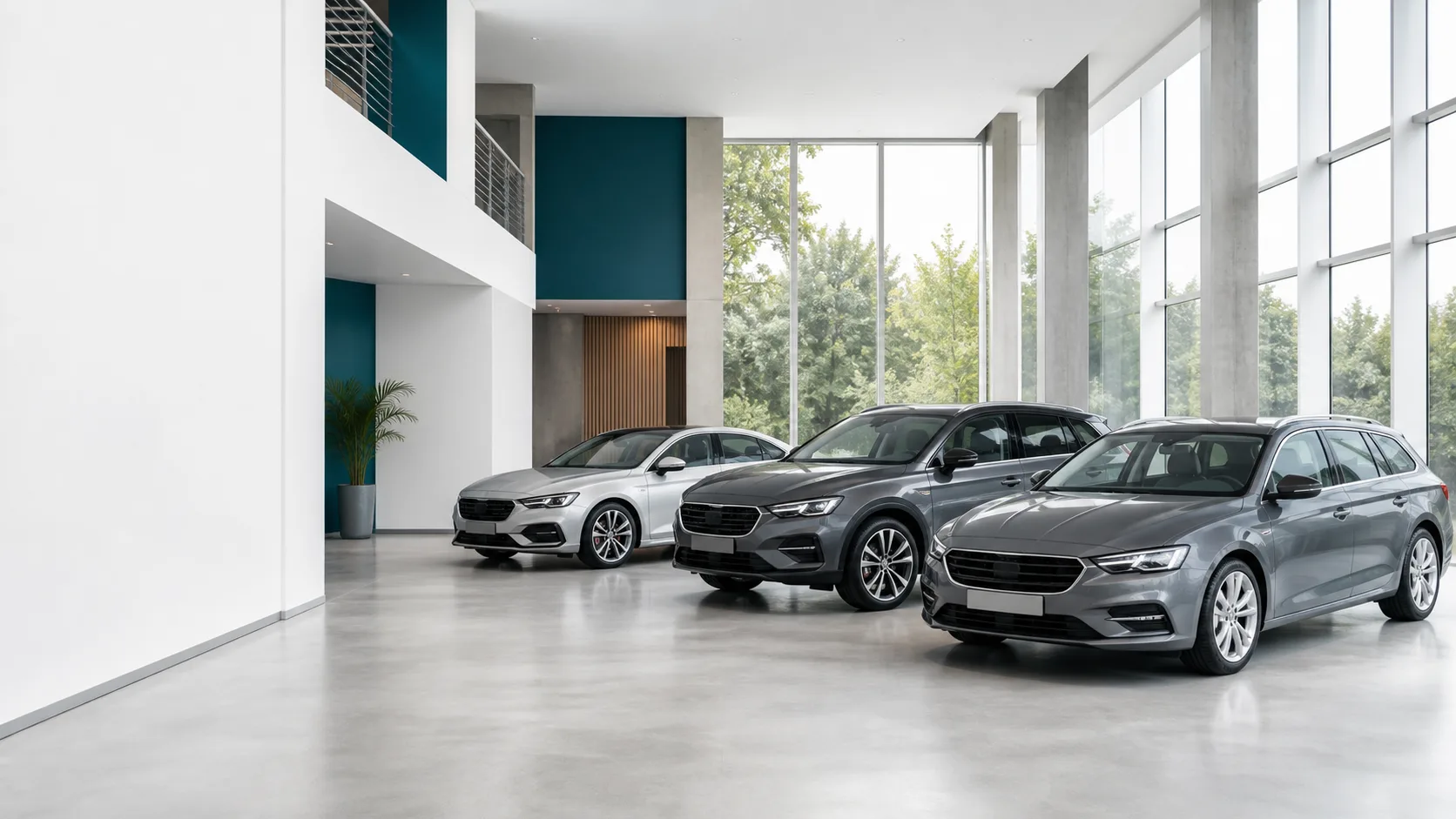 Neutrales Autohaus mit Fahrzeugbestand